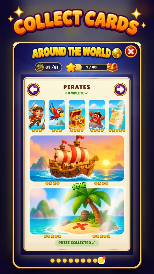 Collect cards for the Around the World album